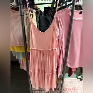 Pink Sleeveless Tiered Dress